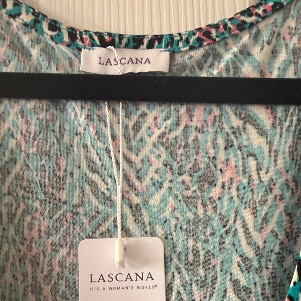 Chic Teal Patterned Mini Dress - Picture 2 of 3